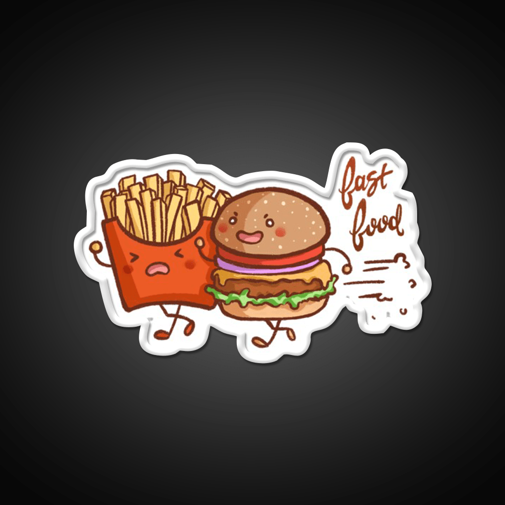 Fast Food Cartoon Wall Art Fast Food Led Neon Sign For Burger Place Rgb Color - Shineneon