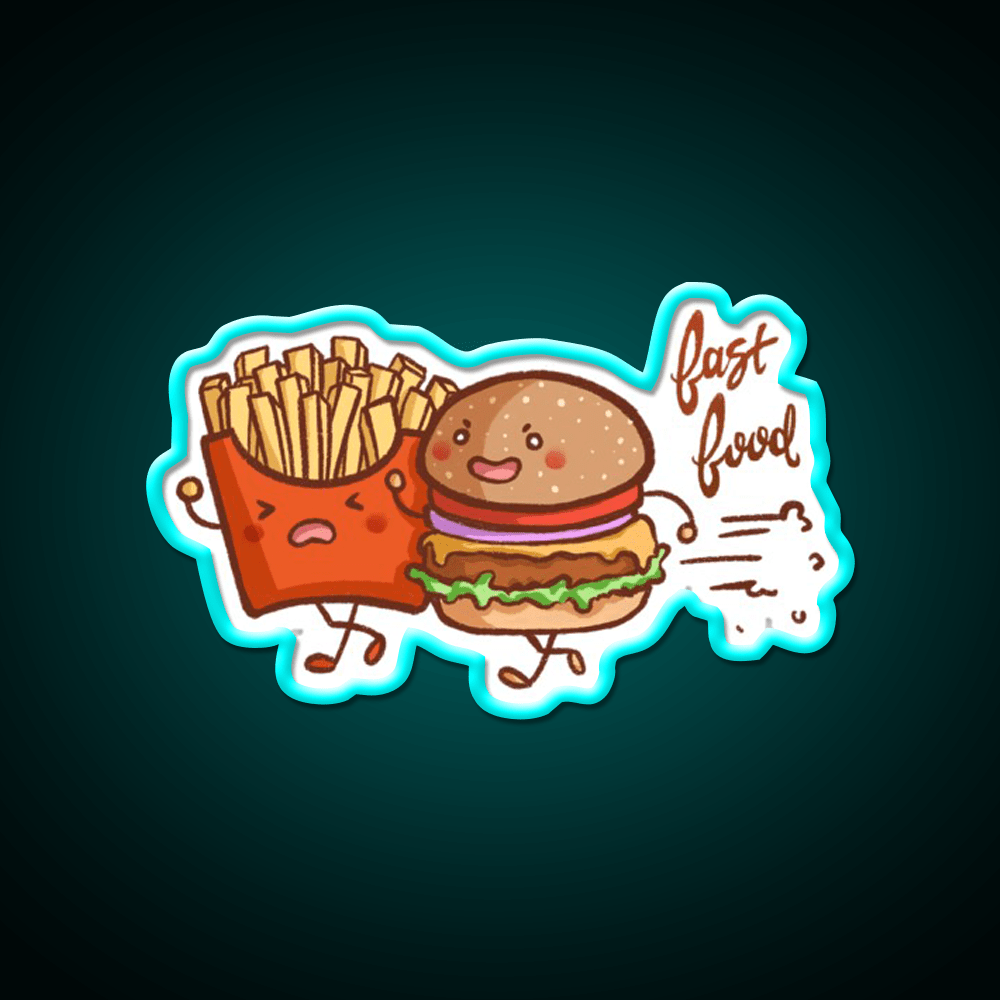 Fast Food Cartoon Wall Art Fast Food Led Neon Sign For Burger Place Rgb Color - Shineneon