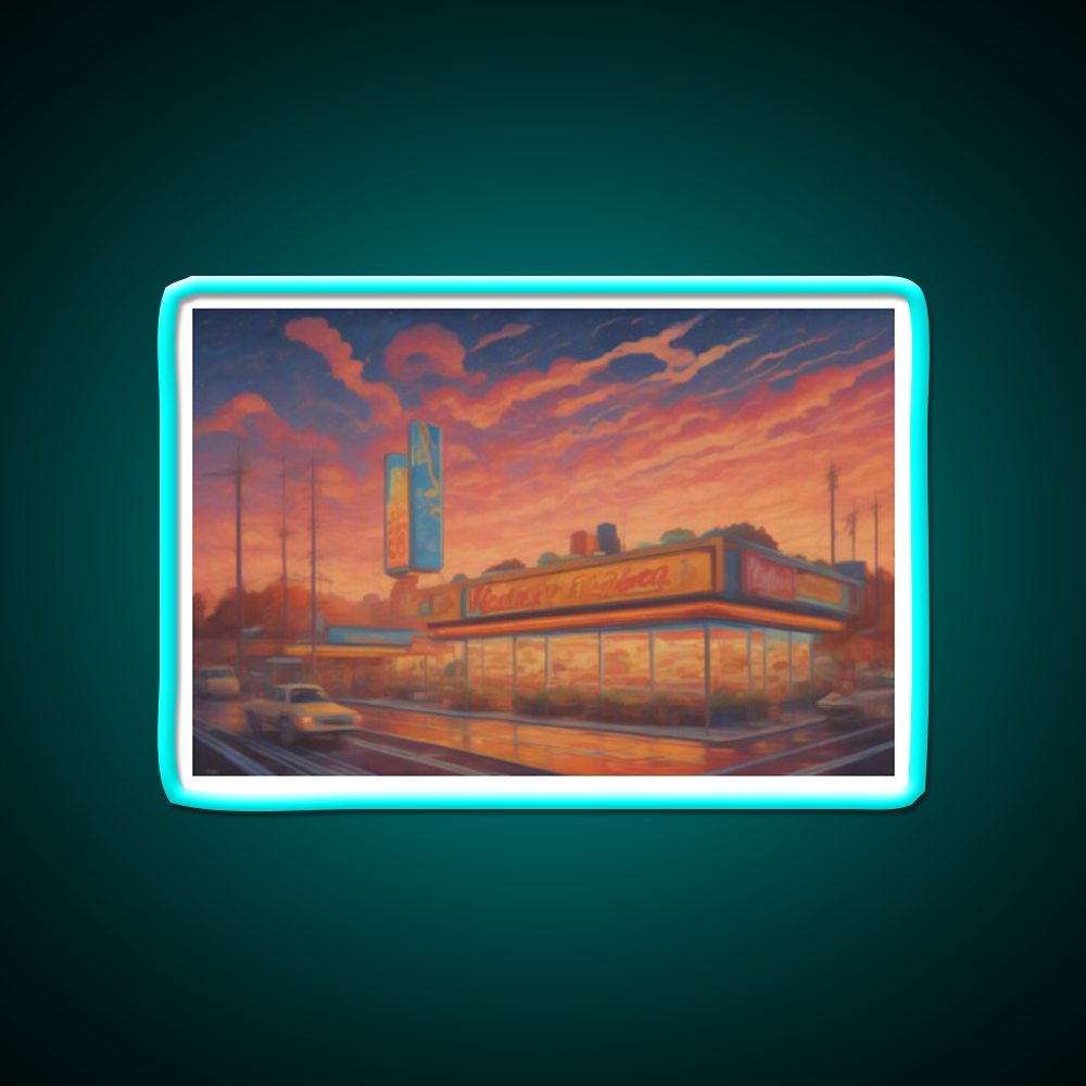 Fast Food City Fast Food Led Neon Sign For Burger Place Rgb Color