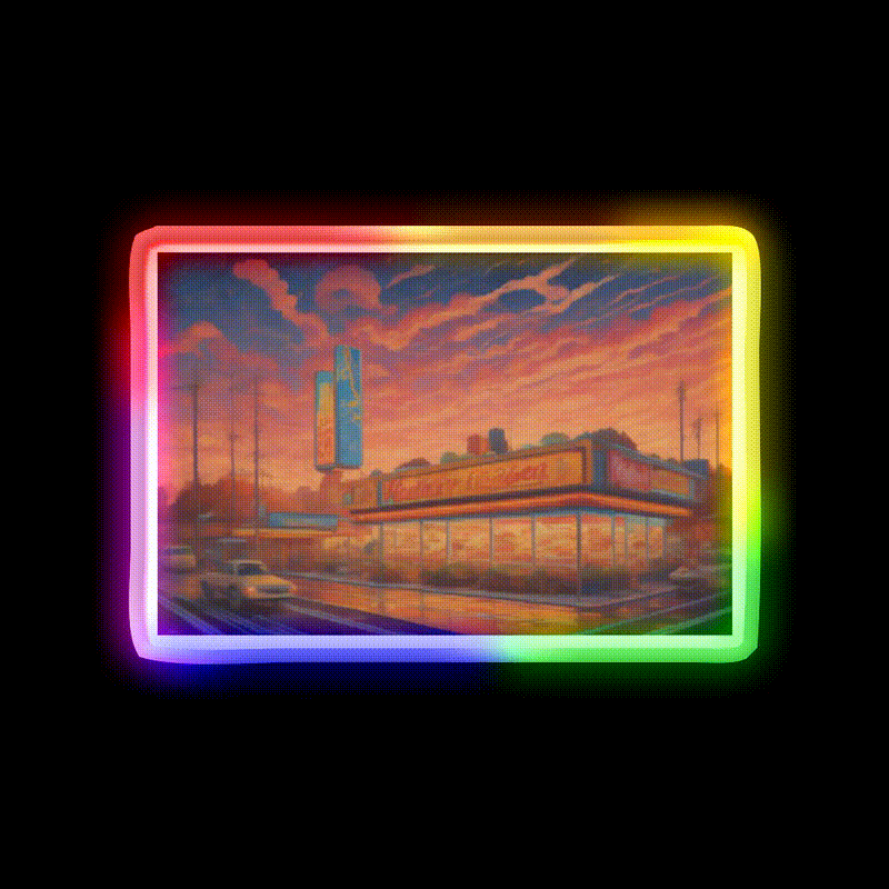 Fast Food City Fast Food Led Neon Sign For Burger Place Rgb Color