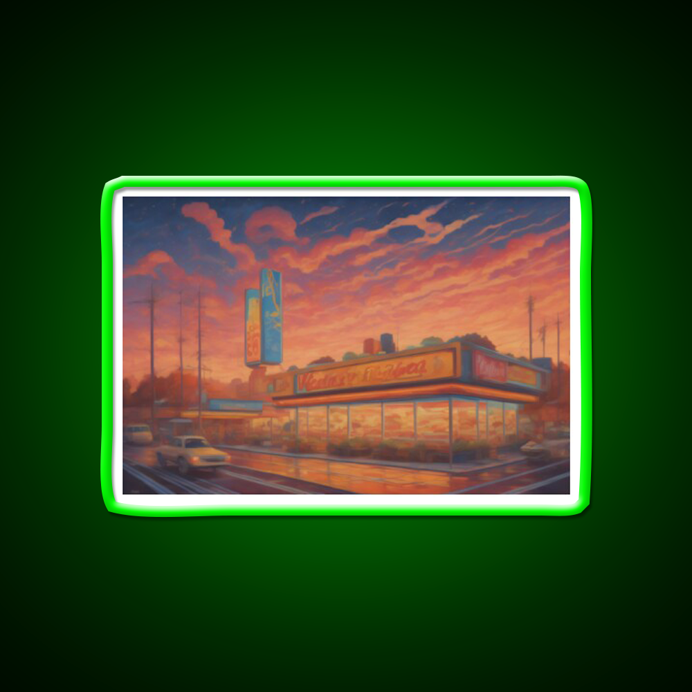 Fast Food City Fast Food Led Neon Sign For Burger Place Rgb Color