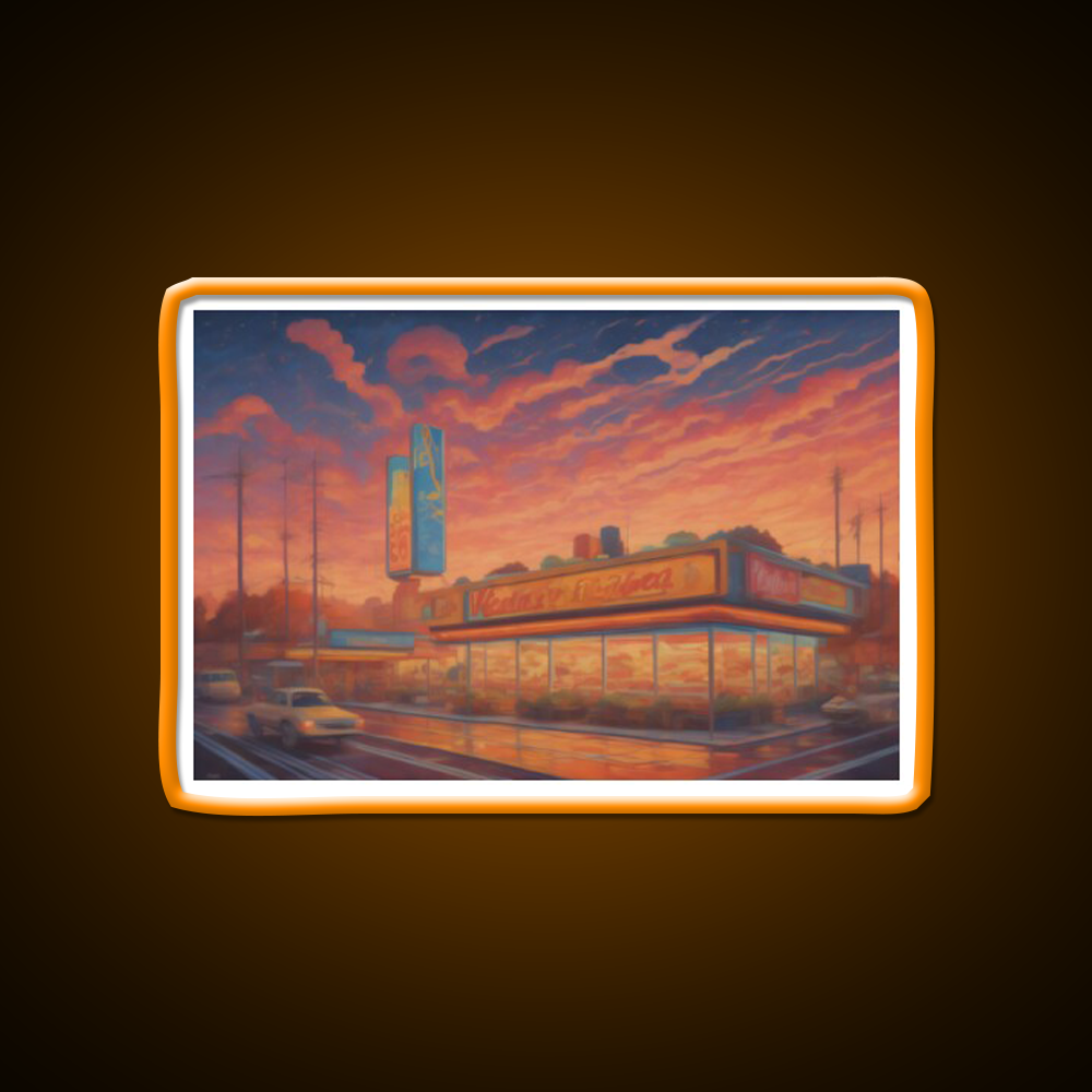 Fast Food City Fast Food Led Neon Sign For Burger Place Rgb Color