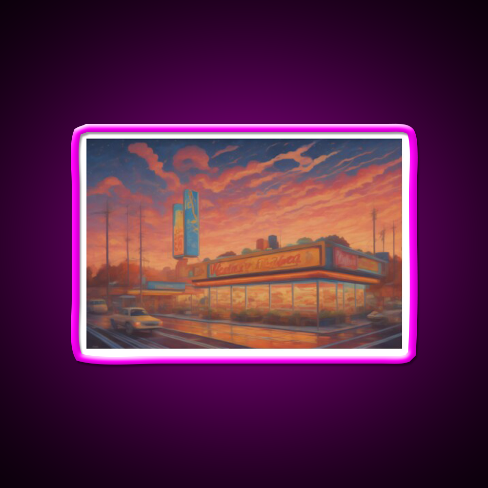 Fast Food City Fast Food Led Neon Sign For Burger Place Rgb Color