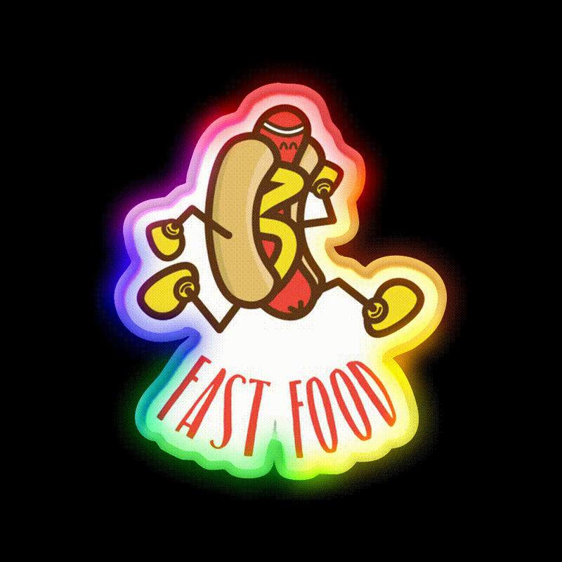 Fast Food Cute Fast Food Shirt Fast Food Led Neon Sign For Burger Place Rgb Color