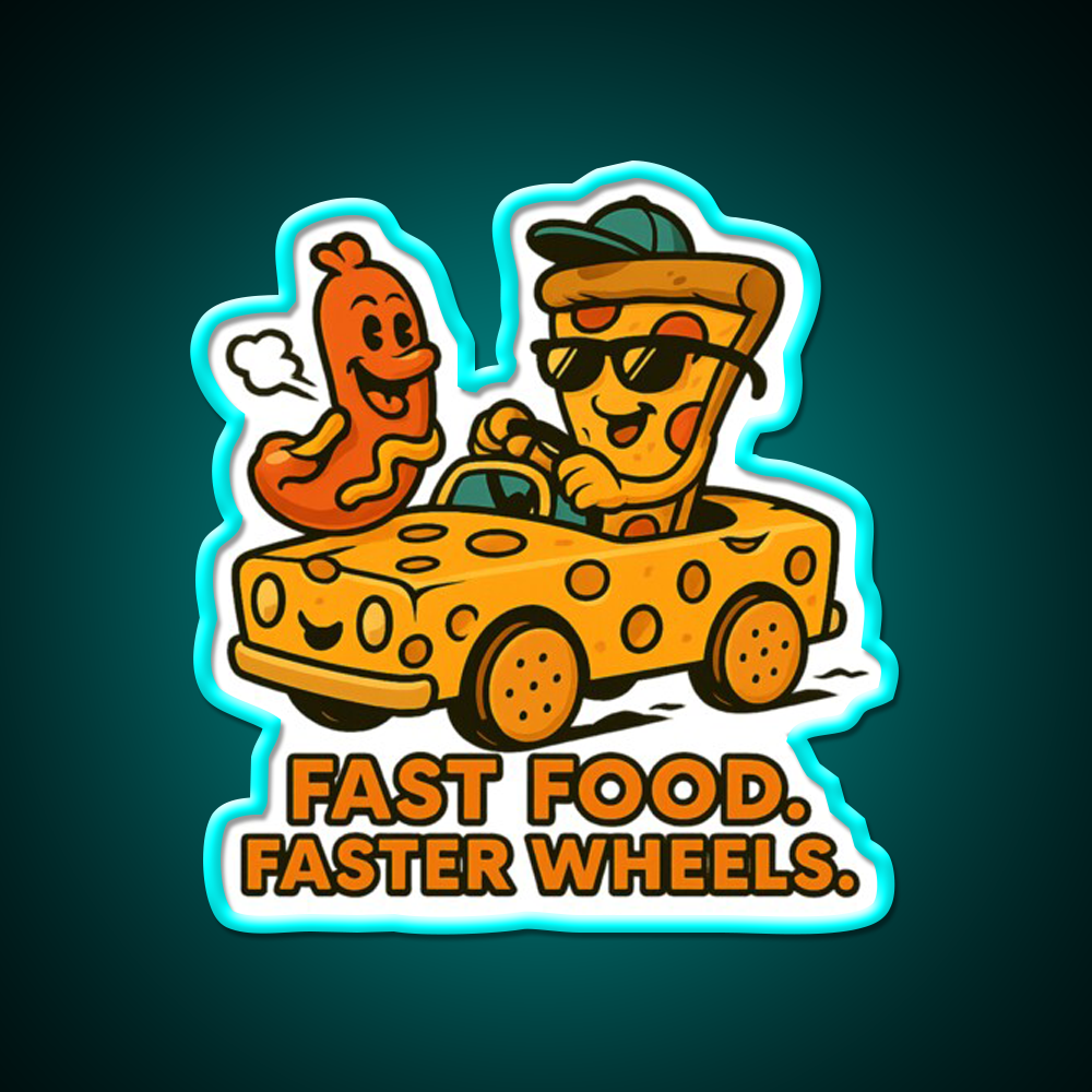 Fast Food Faster Wheels Fast Food Led Neon Sign For Burger Place Rgb Color