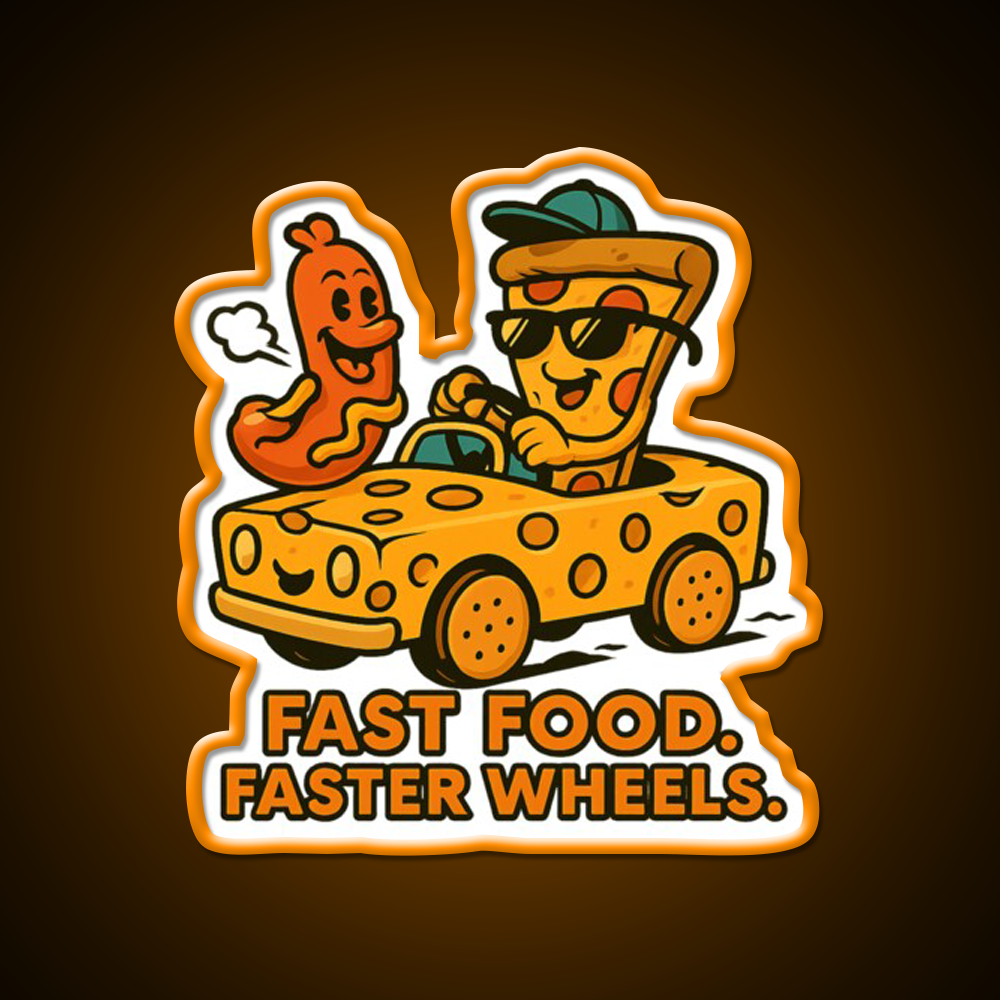 Fast Food Faster Wheels Fast Food Led Neon Sign For Burger Place Rgb Color