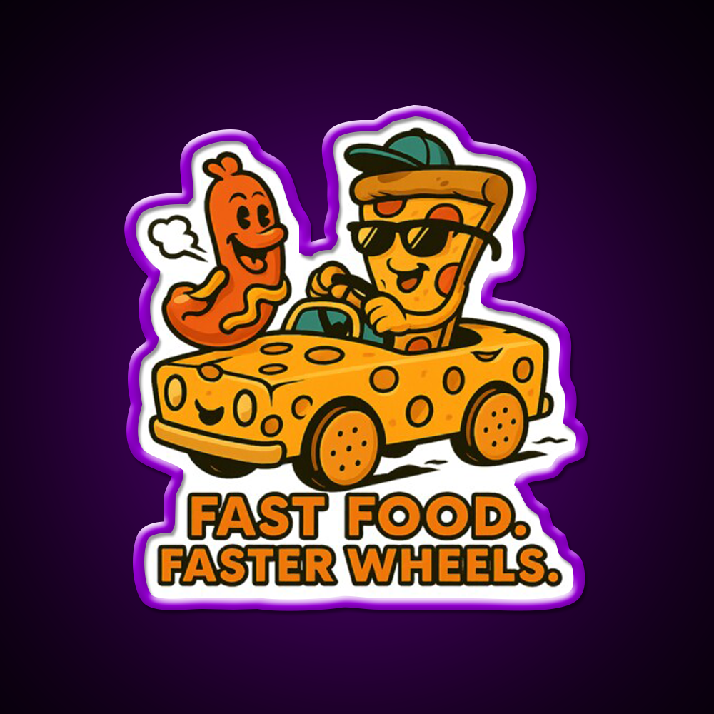 Fast Food Faster Wheels Fast Food Led Neon Sign For Burger Place Rgb Color