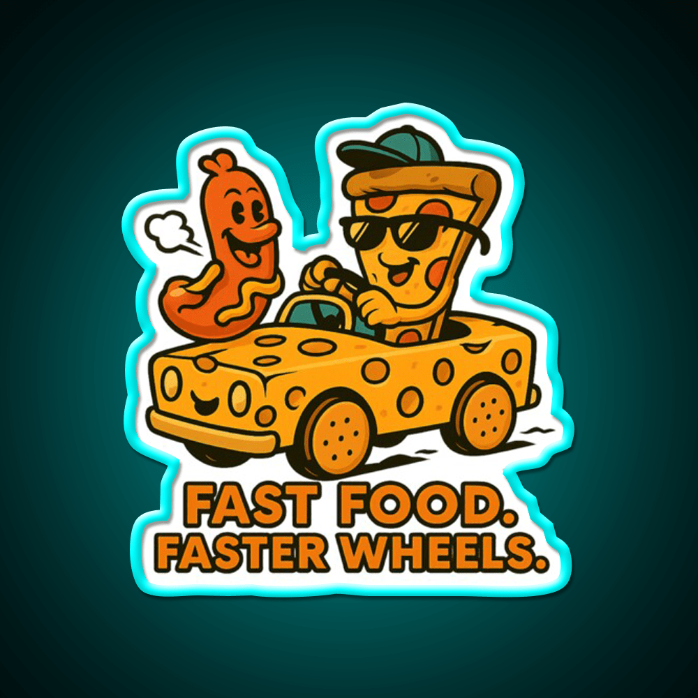Fast Food Faster Wheels Fast Food Led Neon Sign For Burger Place Rgb Color - Shineneon
