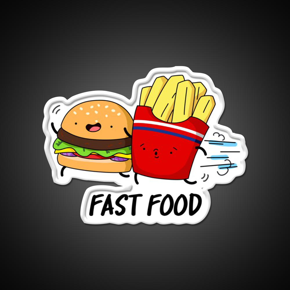 Fast Food Funny Burger Fries Puns Fast Food Led Neon Sign For Burger Place Rgb Color
