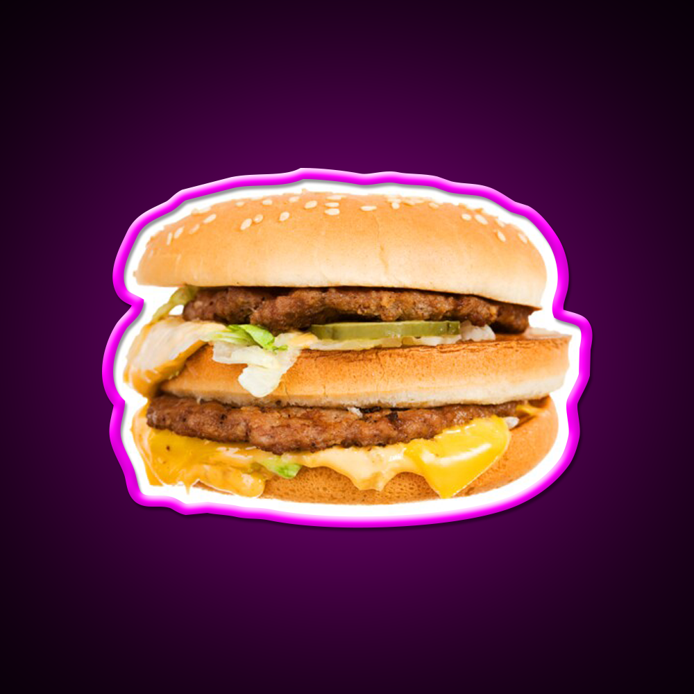 Fast Food Hamburger With The Toppings Led Neon Sign For Burger Place Rgb Color