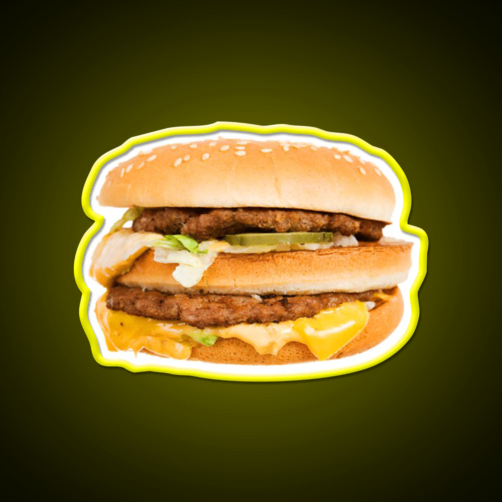 Fast Food Hamburger With The Toppings Led Neon Sign For Burger Place Rgb Color