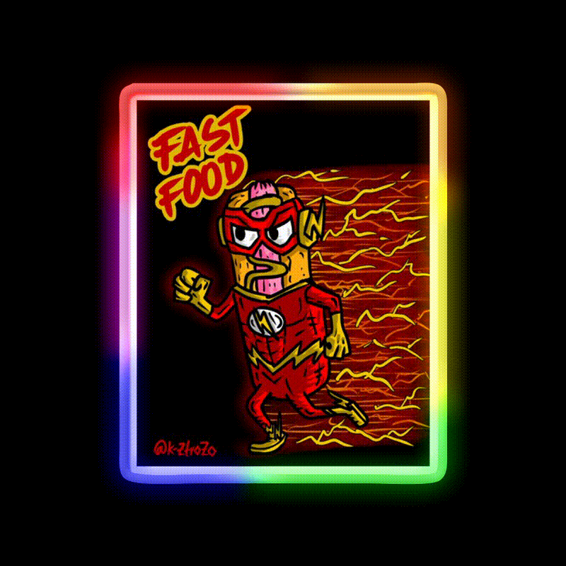 Fast Food Hot Dog Flash Fast Food Led Neon Sign For Burger Place Rgb Color