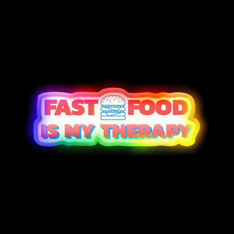 Fast Food Is My Therapy Fast Food Led Neon Sign For Burger Place Rgb Color - LED neon sign close-up detail