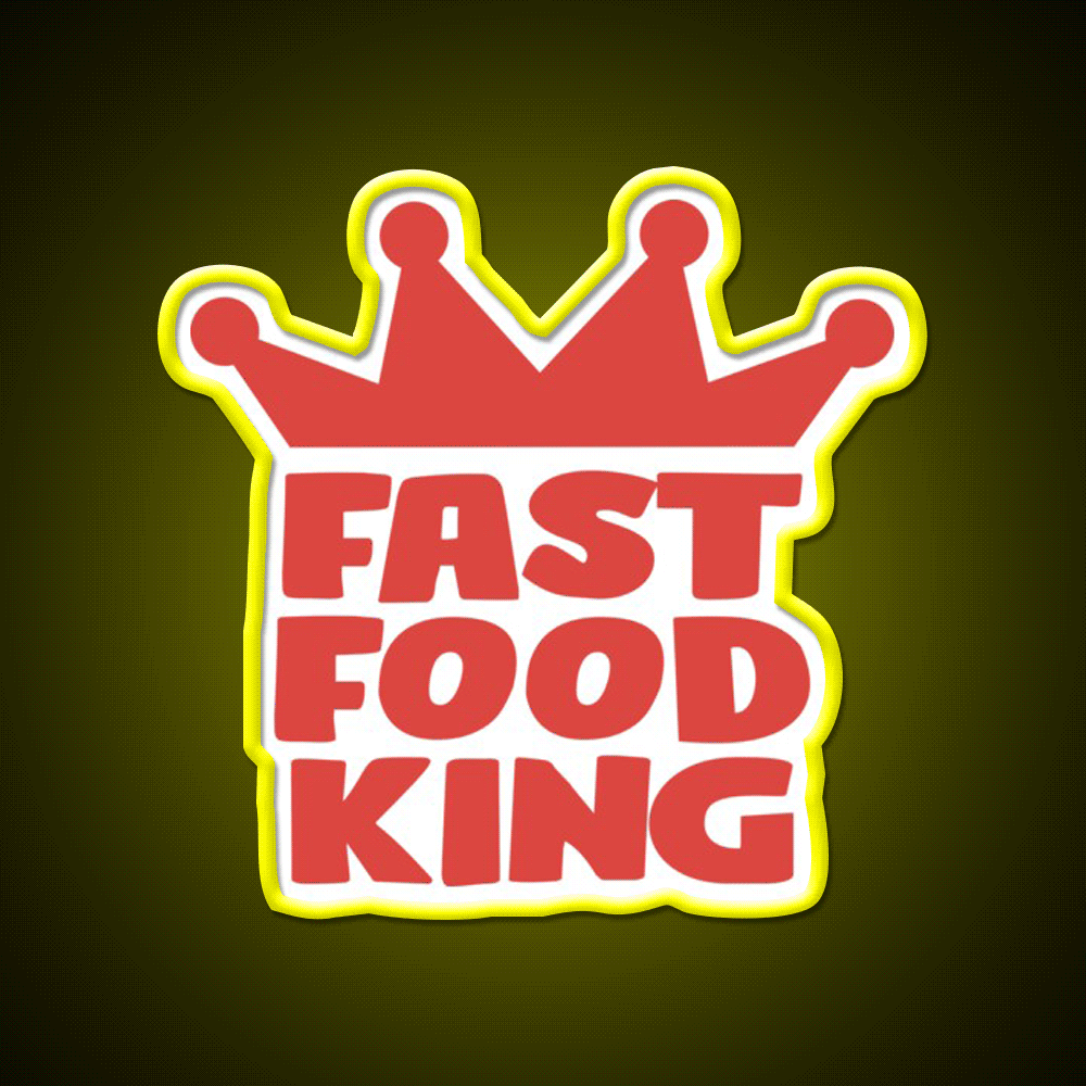 Fast Food King Fast Food Led Neon Sign For Burger Place Rgb Color