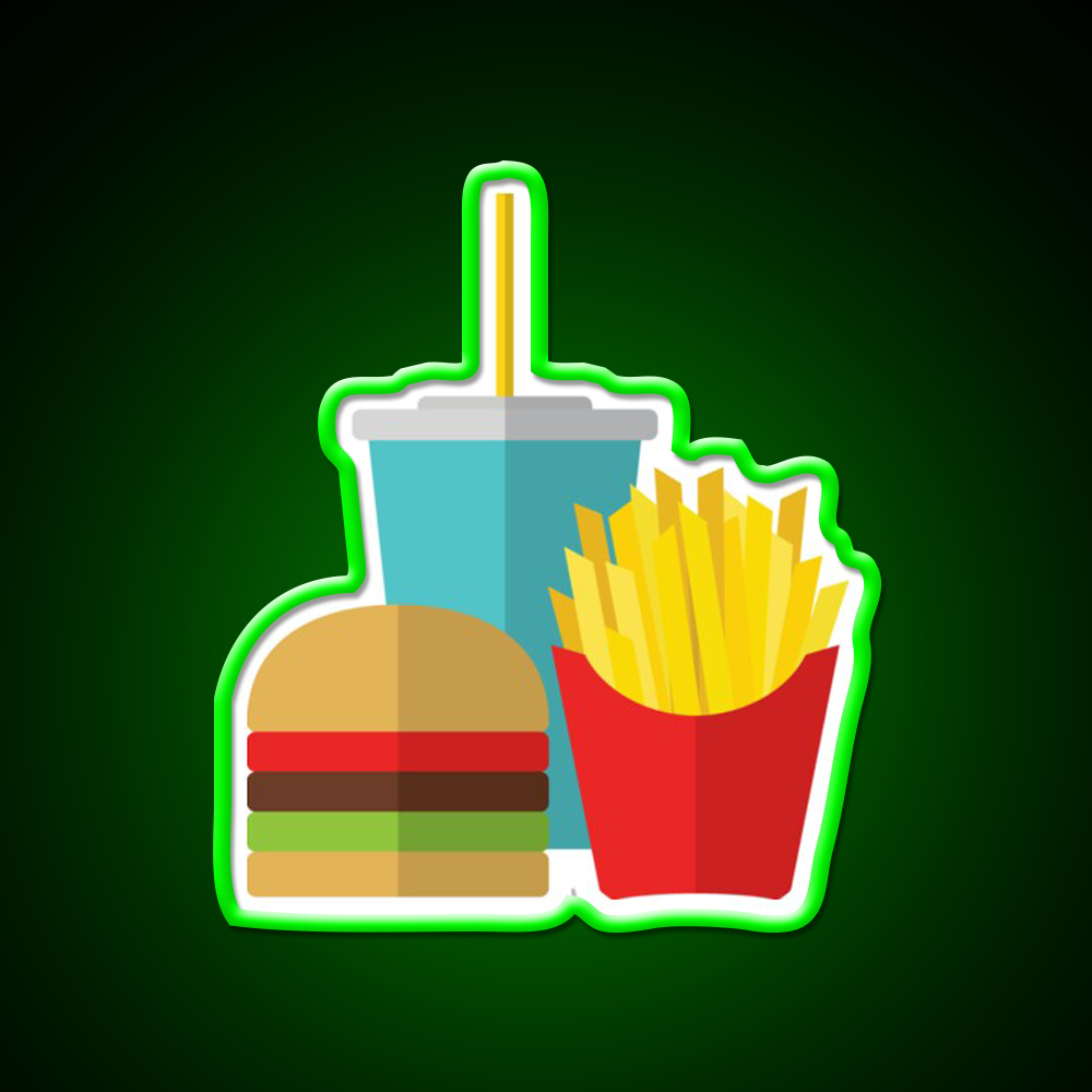 Fast Food Led Neon Sign For Burger Place Art Rgb Color