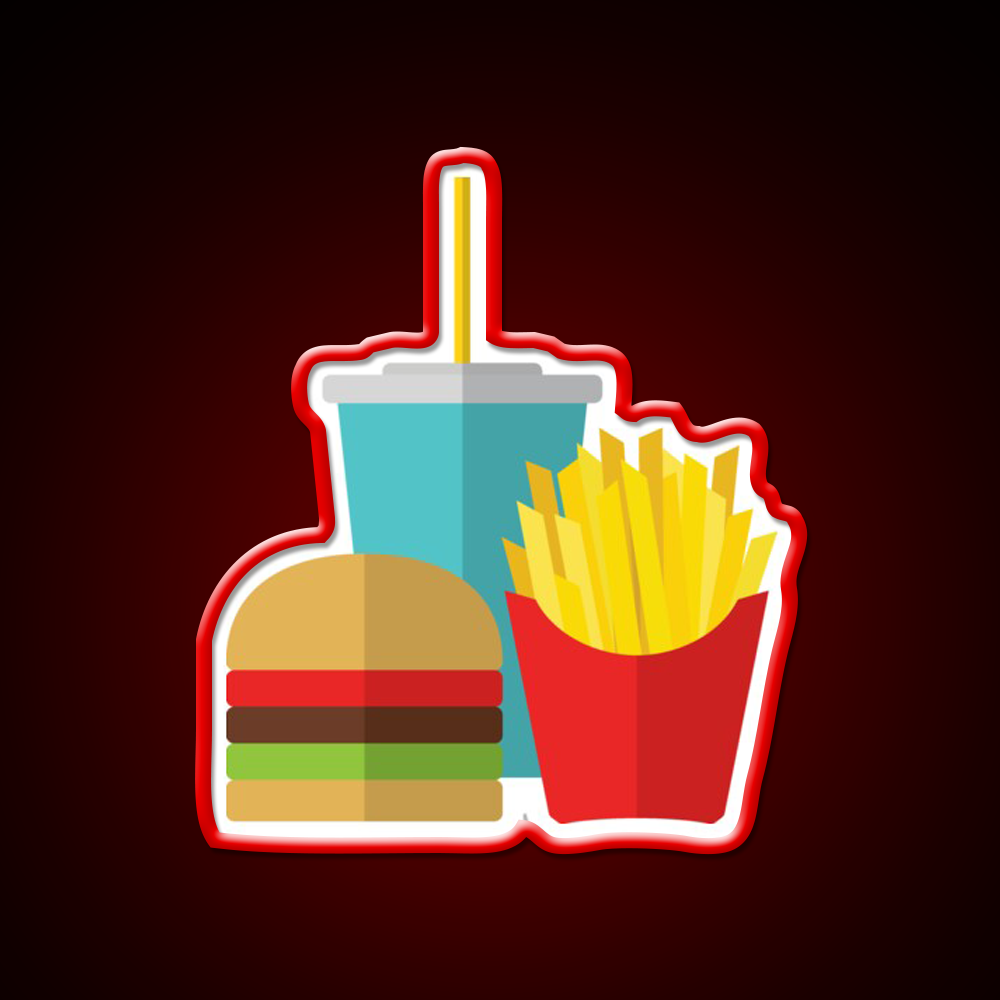 Fast Food Led Neon Sign For Burger Place Art Rgb Color