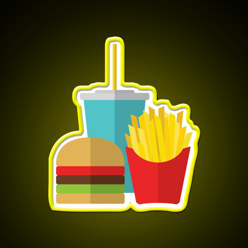 Fast Food Led Neon Sign For Burger Place Art Rgb Color