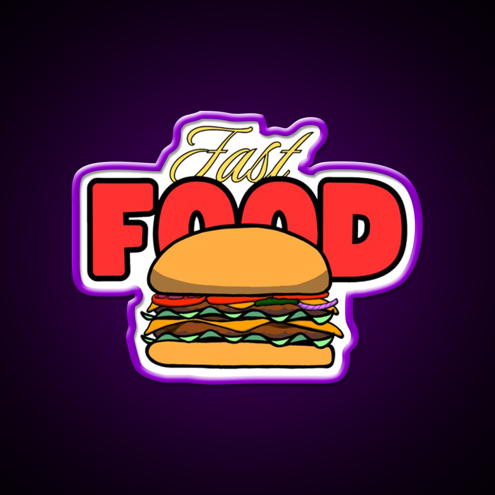 Fast Food Led Neon Sign For Burger Place Fries Neon Sign Rgb Color