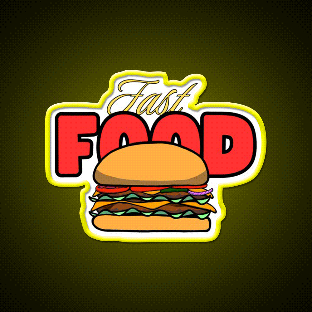 Fast Food Led Neon Sign For Burger Place Fries Neon Sign Rgb Color