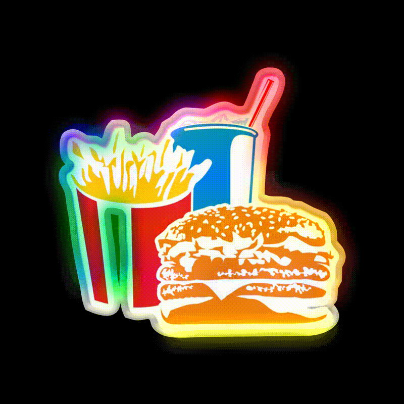 Fast Food Led Neon Sign For Burger Place Led Sign Rgb Color