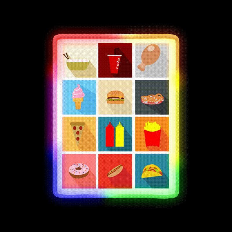 Fast Food Led Neon Sign For Burger Place Open Food Sign Led Sign Rgb Color