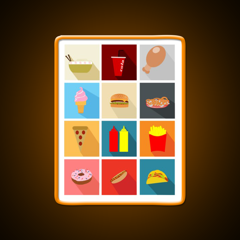 Fast Food Led Neon Sign For Burger Place Open Food Sign Led Sign Rgb Color