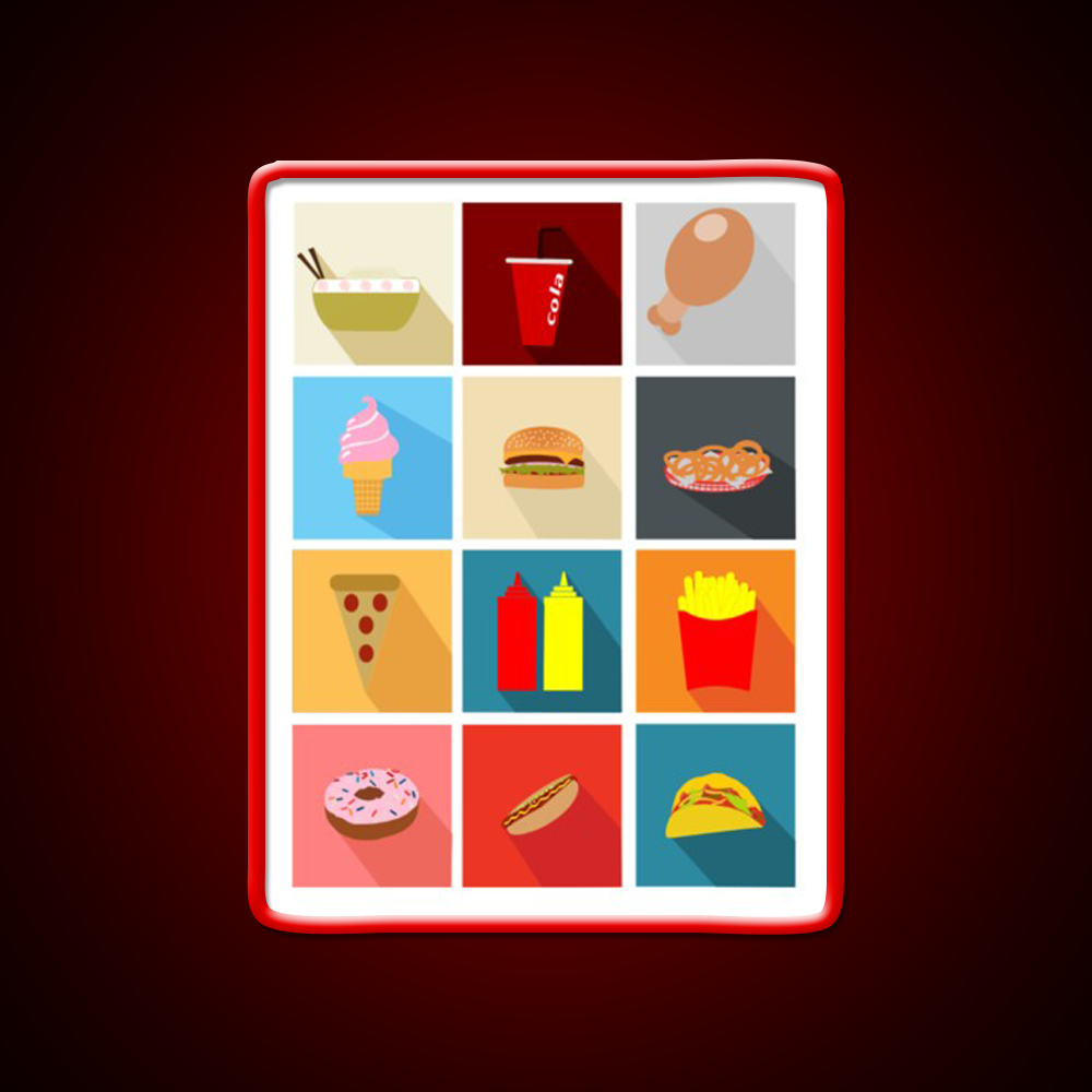 Fast Food Led Neon Sign For Burger Place Open Food Sign Led Sign Rgb Color