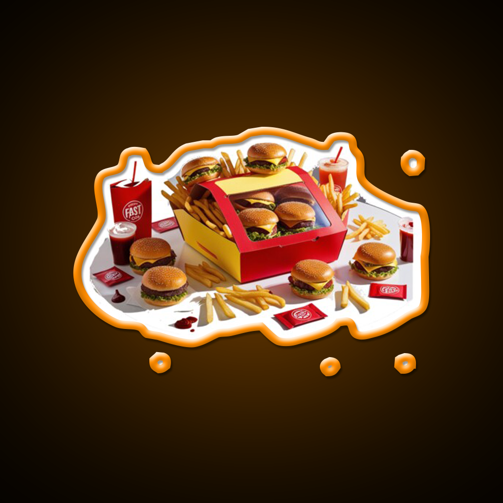 Fast Food Led Neon Sign For Burger Place Open Food Sign Rgb Color