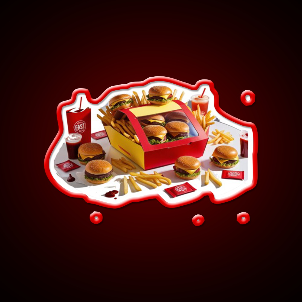 Fast Food Led Neon Sign For Burger Place Open Food Sign Rgb Color