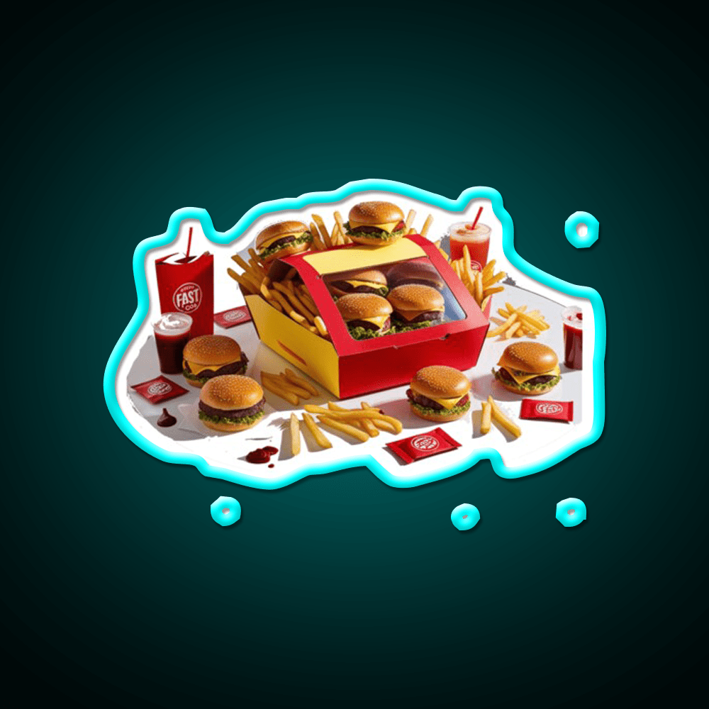 Fast Food Led Neon Sign For Burger Place Open Food Sign Rgb Color - Shineneon