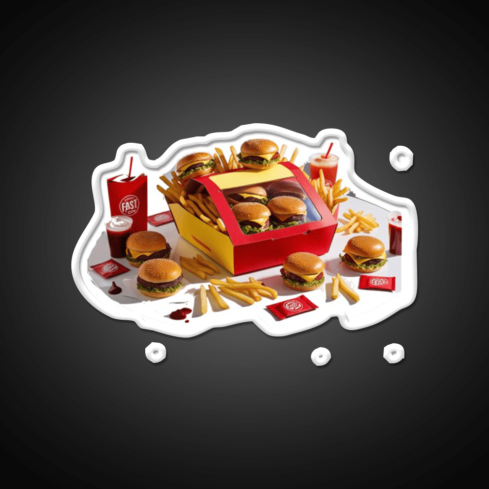 Fast Food Led Neon Sign For Burger Place Open Food Sign Rgb Color - Shineneon