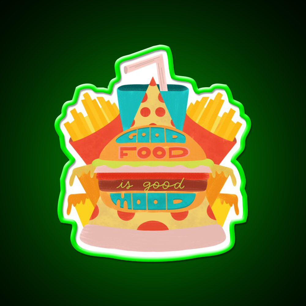 Fast Food Led Neon Sign For Burger Place Wall Art Sign Rgb Color