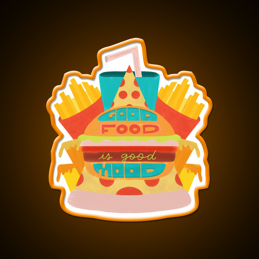 Fast Food Led Neon Sign For Burger Place Wall Art Sign Rgb Color