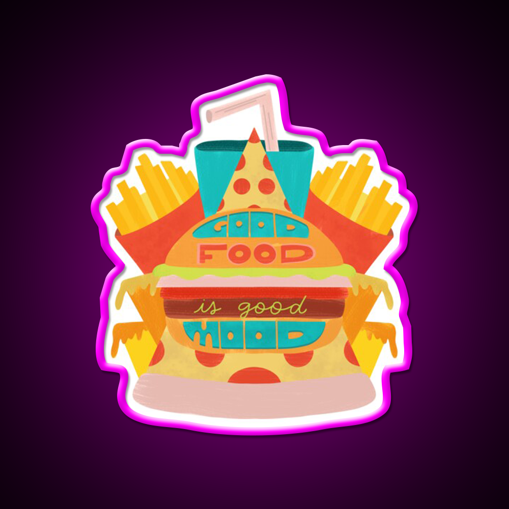 Fast Food Led Neon Sign For Burger Place Wall Art Sign Rgb Color