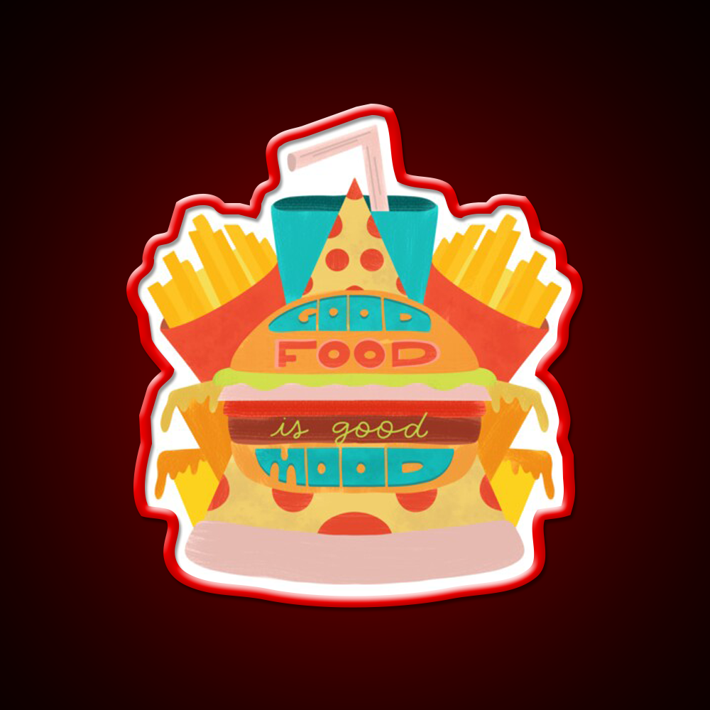 Fast Food Led Neon Sign For Burger Place Wall Art Sign Rgb Color