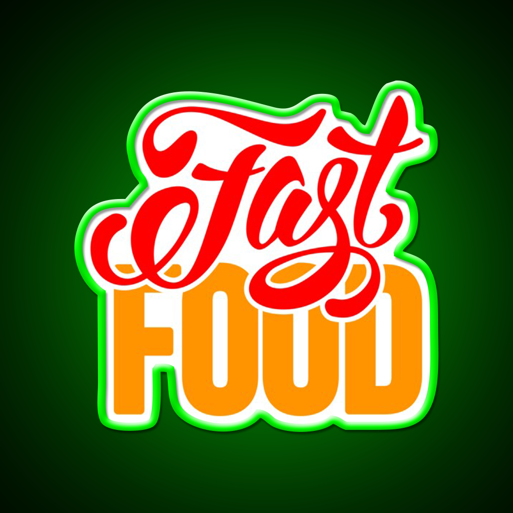 Fast Food Letters Fast Food Led Neon Sign For Burger Place Wall Art Rgb Color