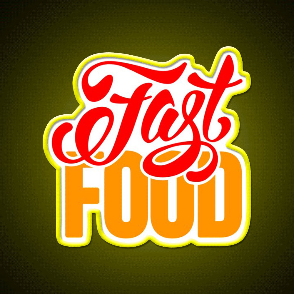 Fast Food Letters Fast Food Led Neon Sign For Burger Place Wall Art Rgb Color