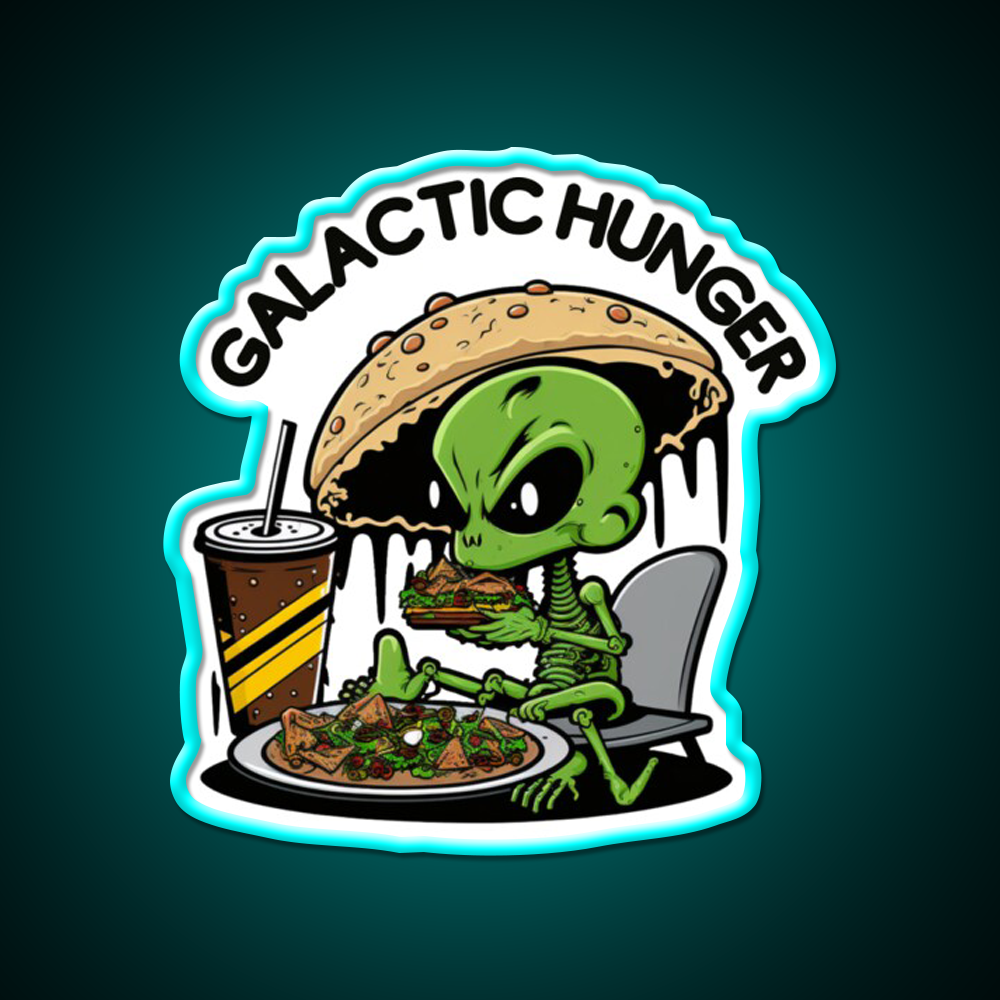 Fast Food Lover Alien Hunger Fast Food Led Neon Sign For Burger Place Rgb Color