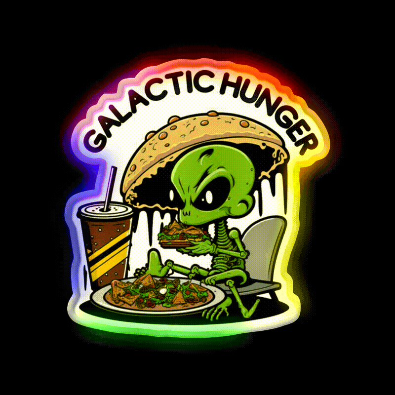 Fast Food Lover Alien Hunger Fast Food Led Neon Sign For Burger Place Rgb Color