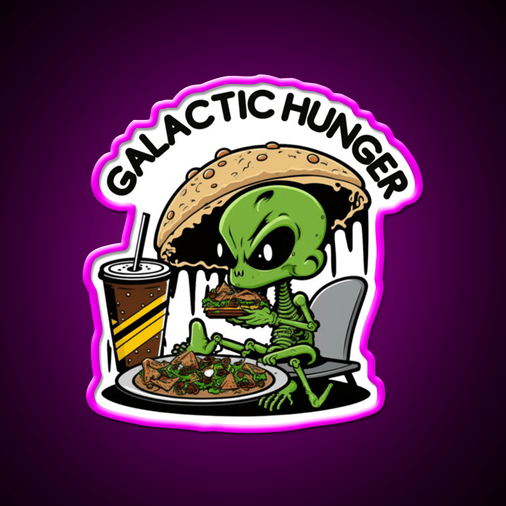 Fast Food Lover Alien Hunger Fast Food Led Neon Sign For Burger Place Rgb Color - Shineneon