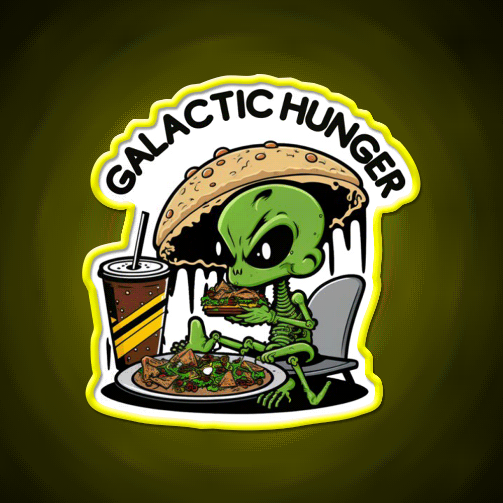 Fast Food Lover Alien Hunger Fast Food Led Neon Sign For Burger Place Rgb Color