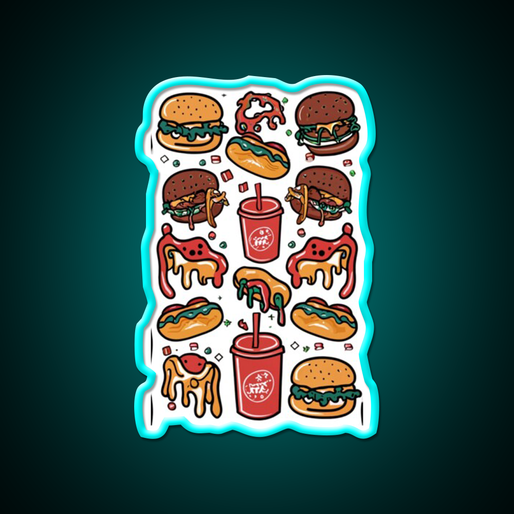 Fast Food Lover Fast Food Led Neon Sign For Burger Place Rgb Color