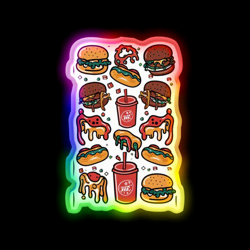 Fast Food Lover Fast Food Led Neon Sign For Burger Place Rgb Color