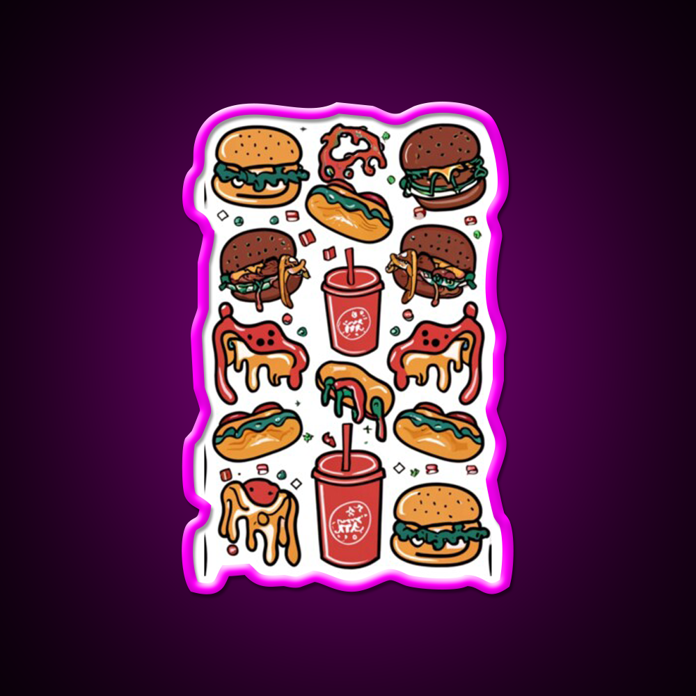 Fast Food Lover Fast Food Led Neon Sign For Burger Place Rgb Color
