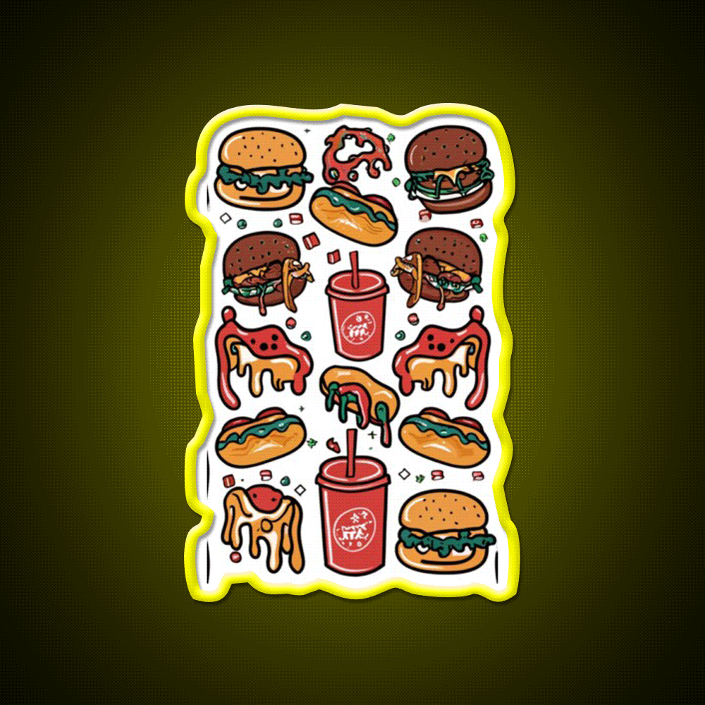 Fast Food Lover Fast Food Led Neon Sign For Burger Place Rgb Color