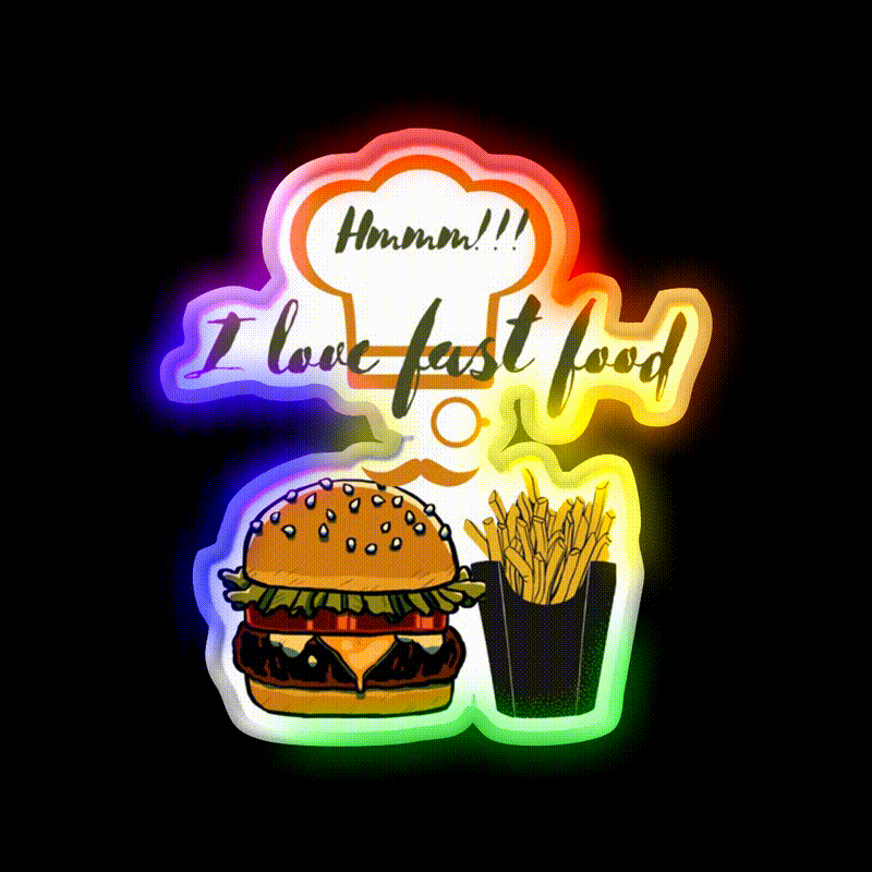 Fast Food Lovers Eating Times Fast Food Led Neon Sign For Burger Place Rgb Color