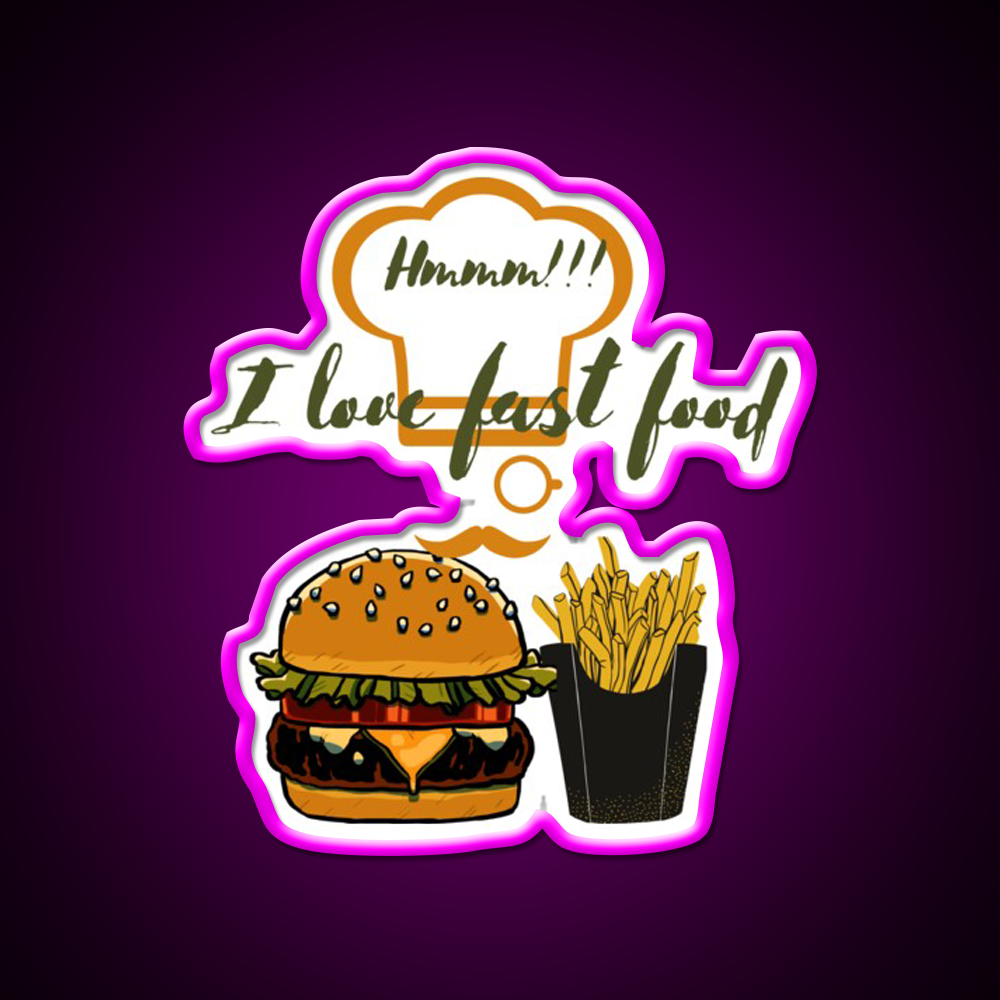 Fast Food Lovers Eating Times Fast Food Led Neon Sign For Burger Place Rgb Color