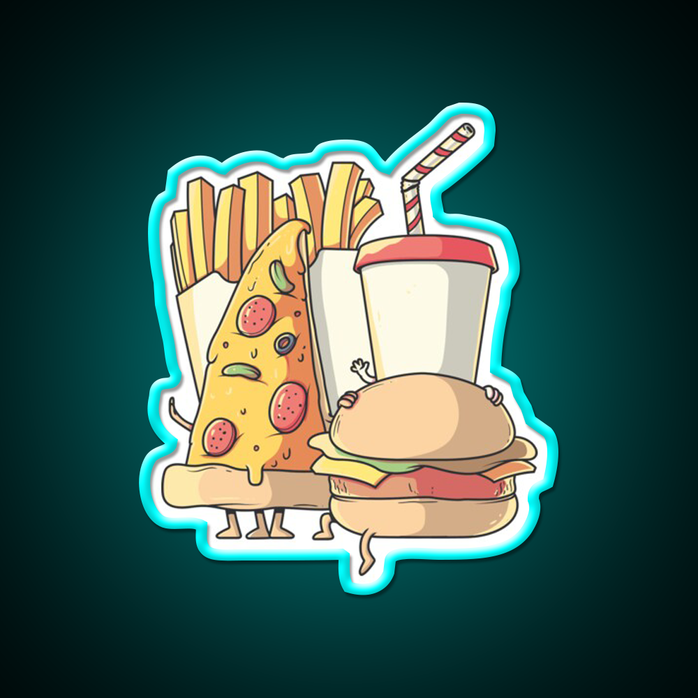 Fast Food Lovers Family Fast Food Led Neon Sign For Burger Place Rgb Color