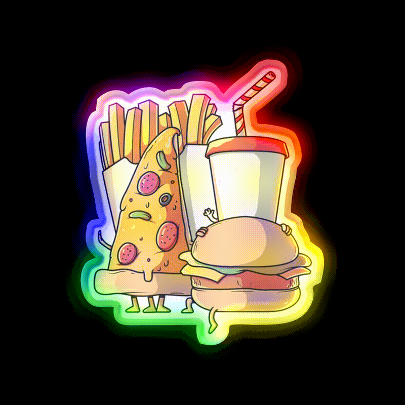 Fast Food Lovers Family Fast Food Led Neon Sign For Burger Place Rgb Color