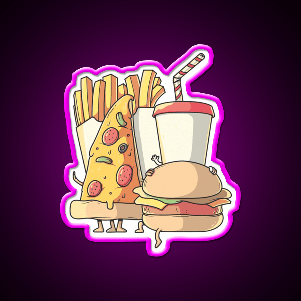 Fast Food Lovers Family Fast Food Led Neon Sign For Burger Place Rgb Color - Shineneon